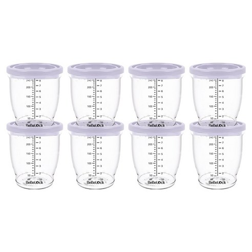 베베락 PP 밀폐 이유식 용기 · 240ml / 라벤더 / 8개