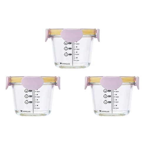 락앤락 리틀럽 디어 밀폐캡 이유식 용기 · 260ml / 라벤더 / 3개