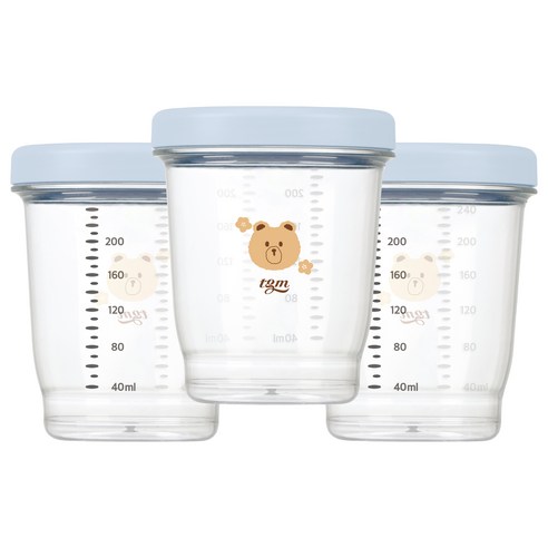티지엠 에코젠 이유식 보관 용기 · 240ml / 애쉬블루 / 3개 1세트